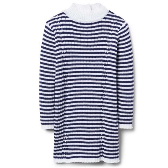 Janie and Jack Mockneck Striped Sweater Dress Navy and White Size 2T - Picture 1 of 10